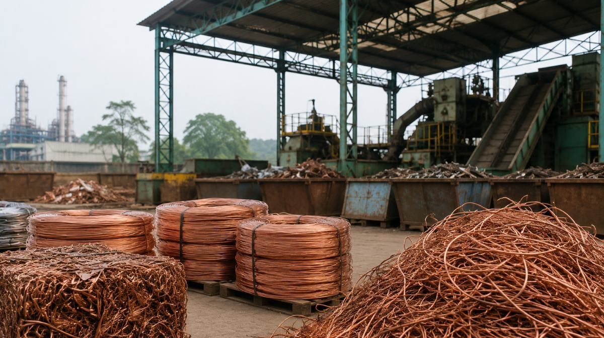 Recycled metal awaiting processing